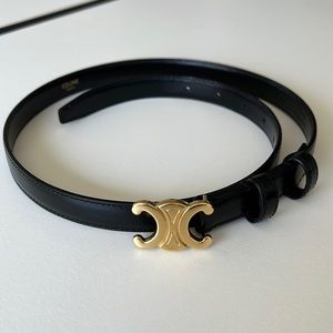 Celine Triomphe Black Leather Belt - Size 75